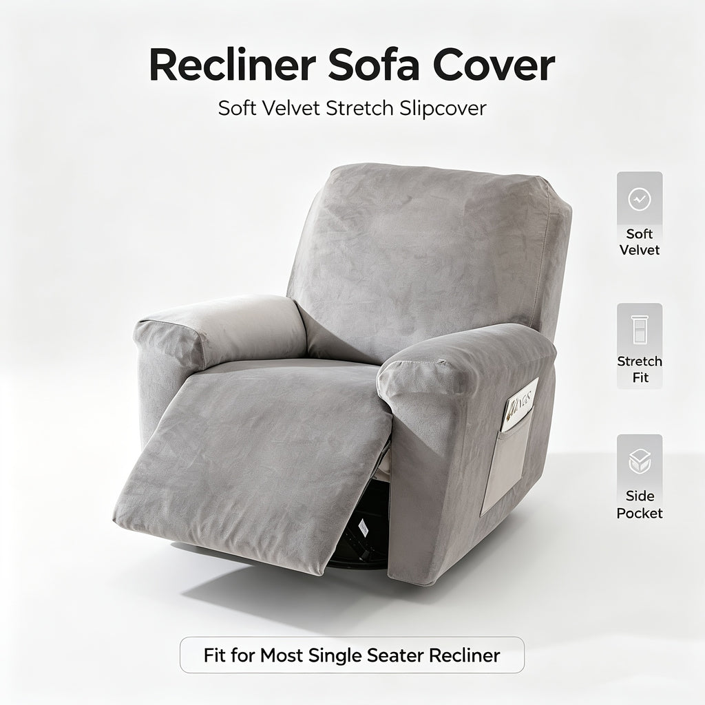Housse de fauteuil extensible en velours antidérapante — détail de la matière : velours