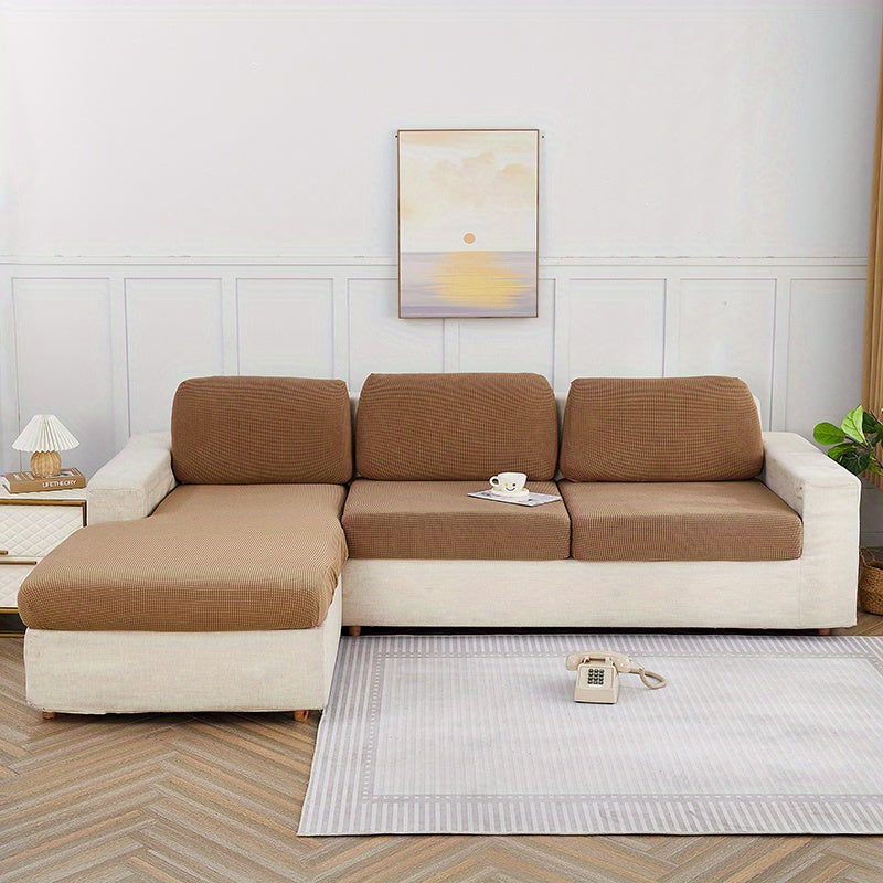 Housse de coussin extensible en polaire matelassée, vue d'ensemble