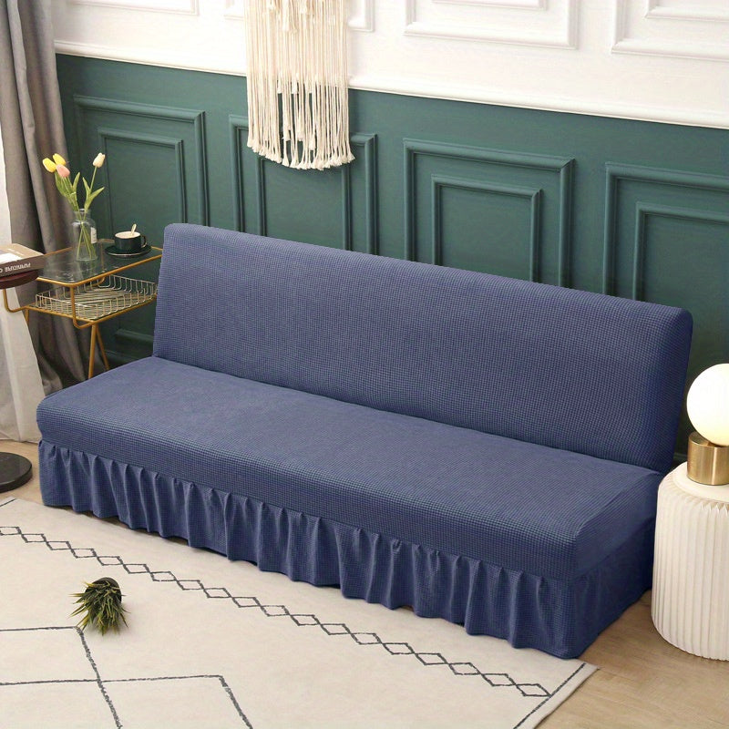 Housse de canapé extensible en velours côtelé à volants, mise en situation