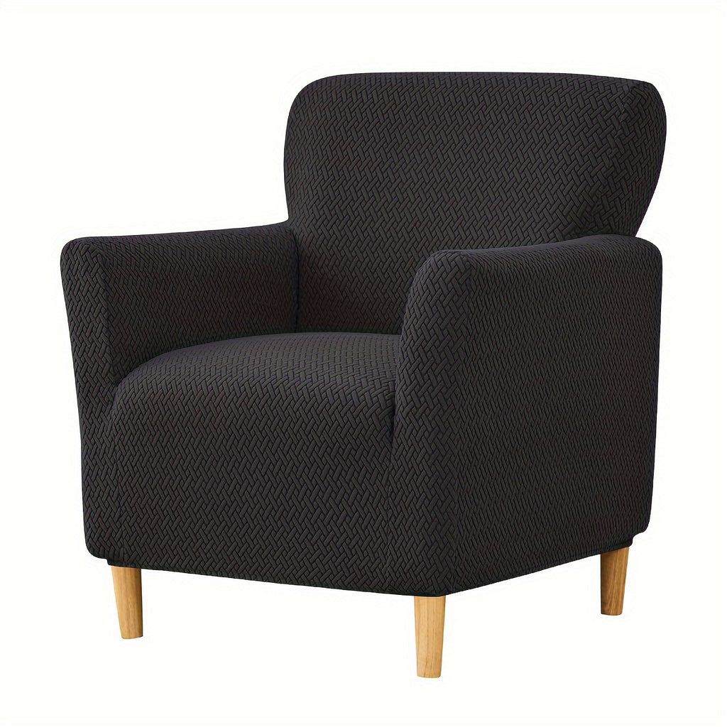Housse de fauteuil extensible en polaire jacquard en T, vue d'ensemble