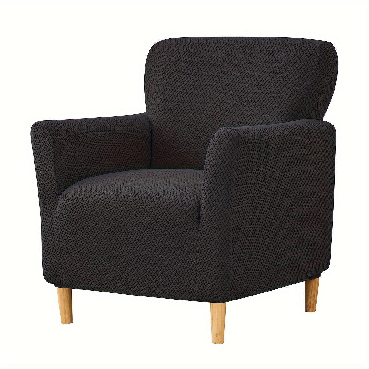 Housse de fauteuil extensible en polaire jacquard en T, vue d'ensemble