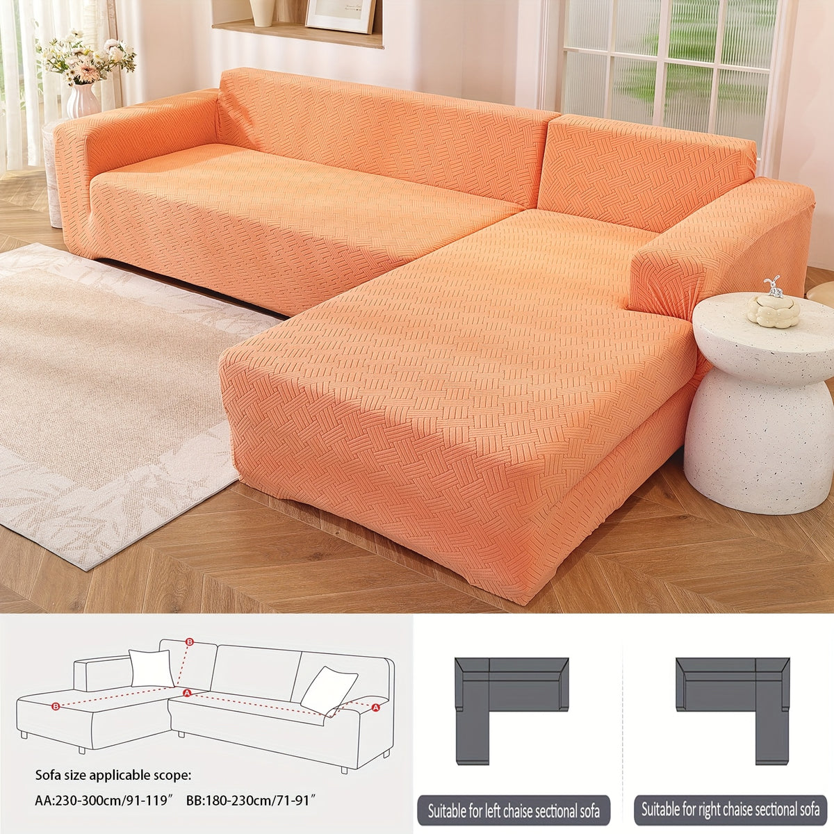 Housse de canapé extensible en polaire jacquard pour canapé d'angle, visuel produit