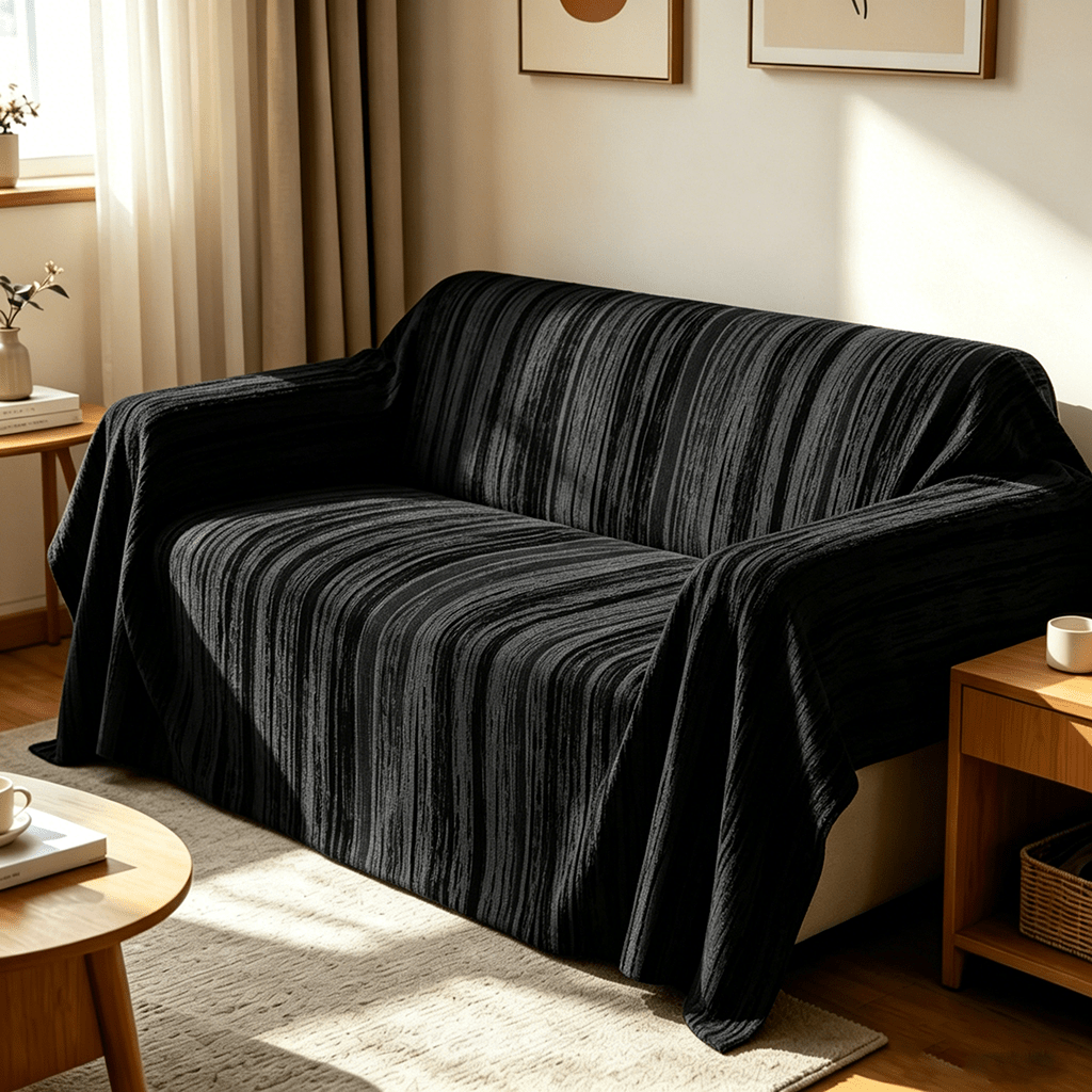 Housse de canapé en polyester imprimée à maille torsadée — détail de la matière : polyester