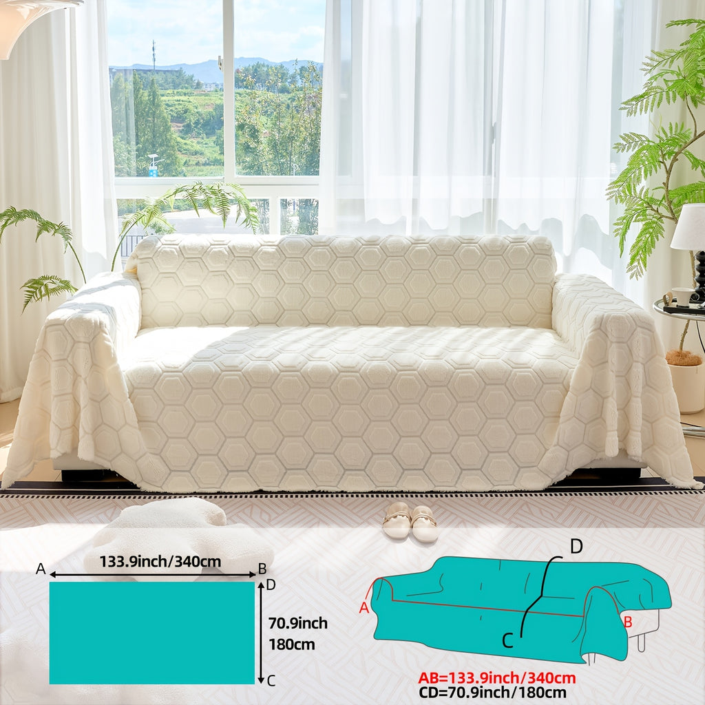 Housse de canapé épaisse en velours jacquard à motif géométrique, visuel produit