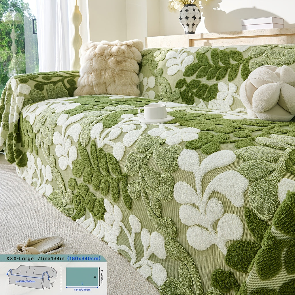 Housse de canapé épaisse en velours jacquard, gros plan sur le tissu