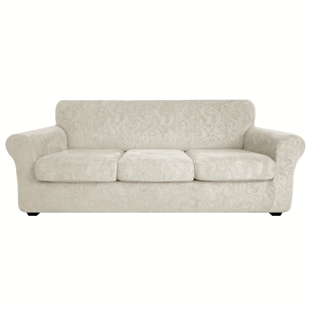 Housse de canapé extensible en polaire jacquard antidérapante à housses, vue de dos