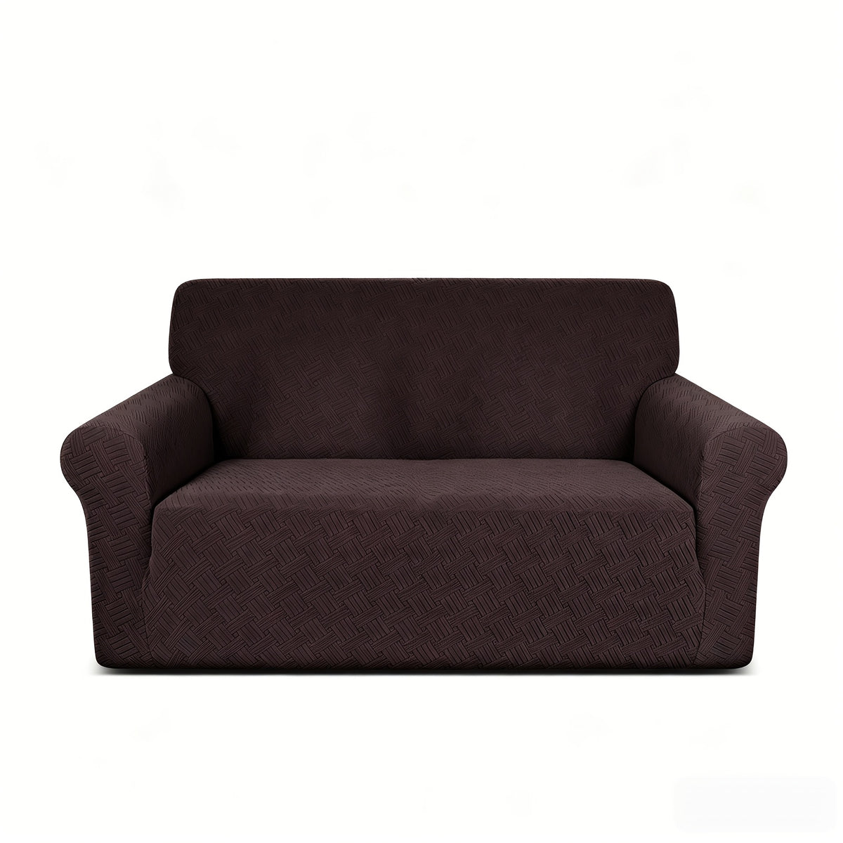 Housse de canapé extensible en polaire jacquard à rayures au rendu glamour, vue de dos