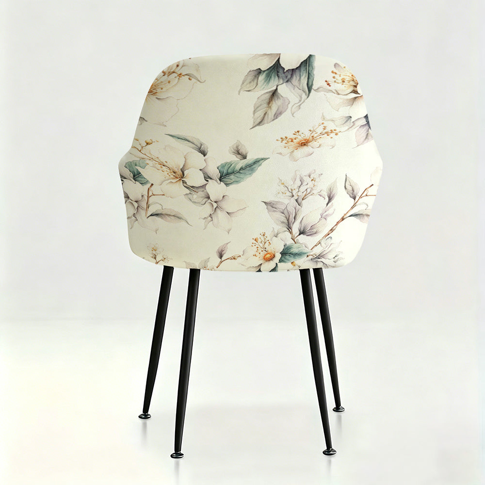 Housse de fauteuil extensible en fibre de lait imprimée au rendu glamour, gros plan sur le tissu