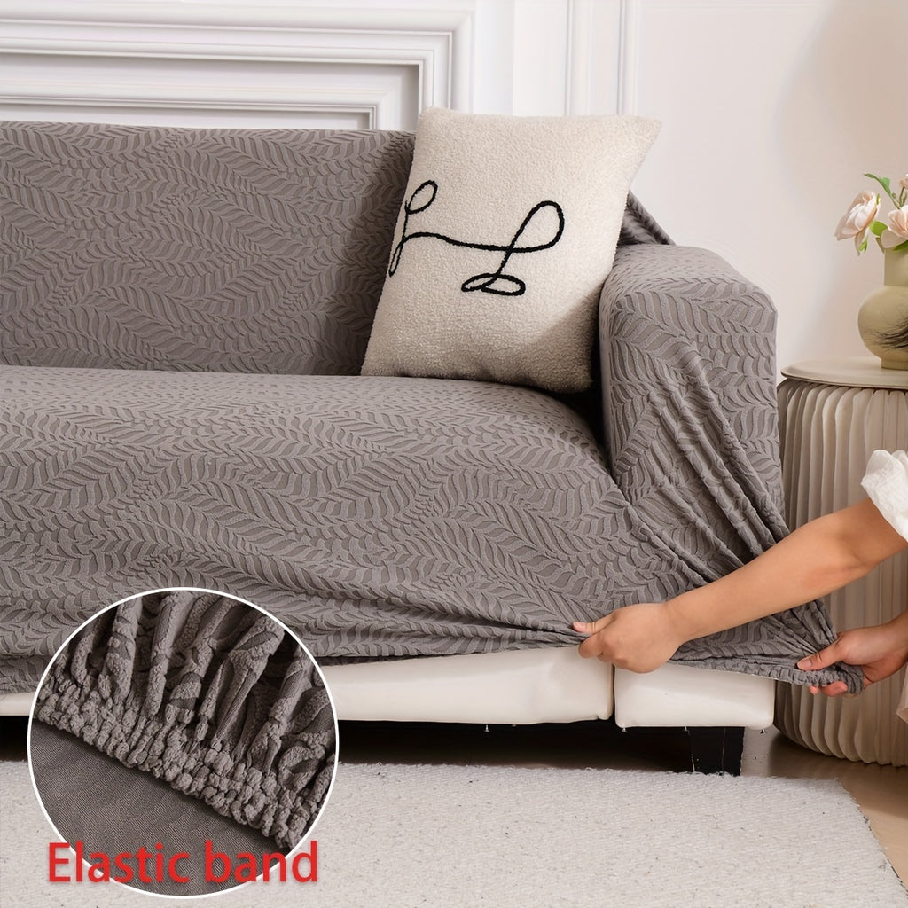 Housse de canapé épaisse extensible en polaire jacquard, gros plan sur le tissu