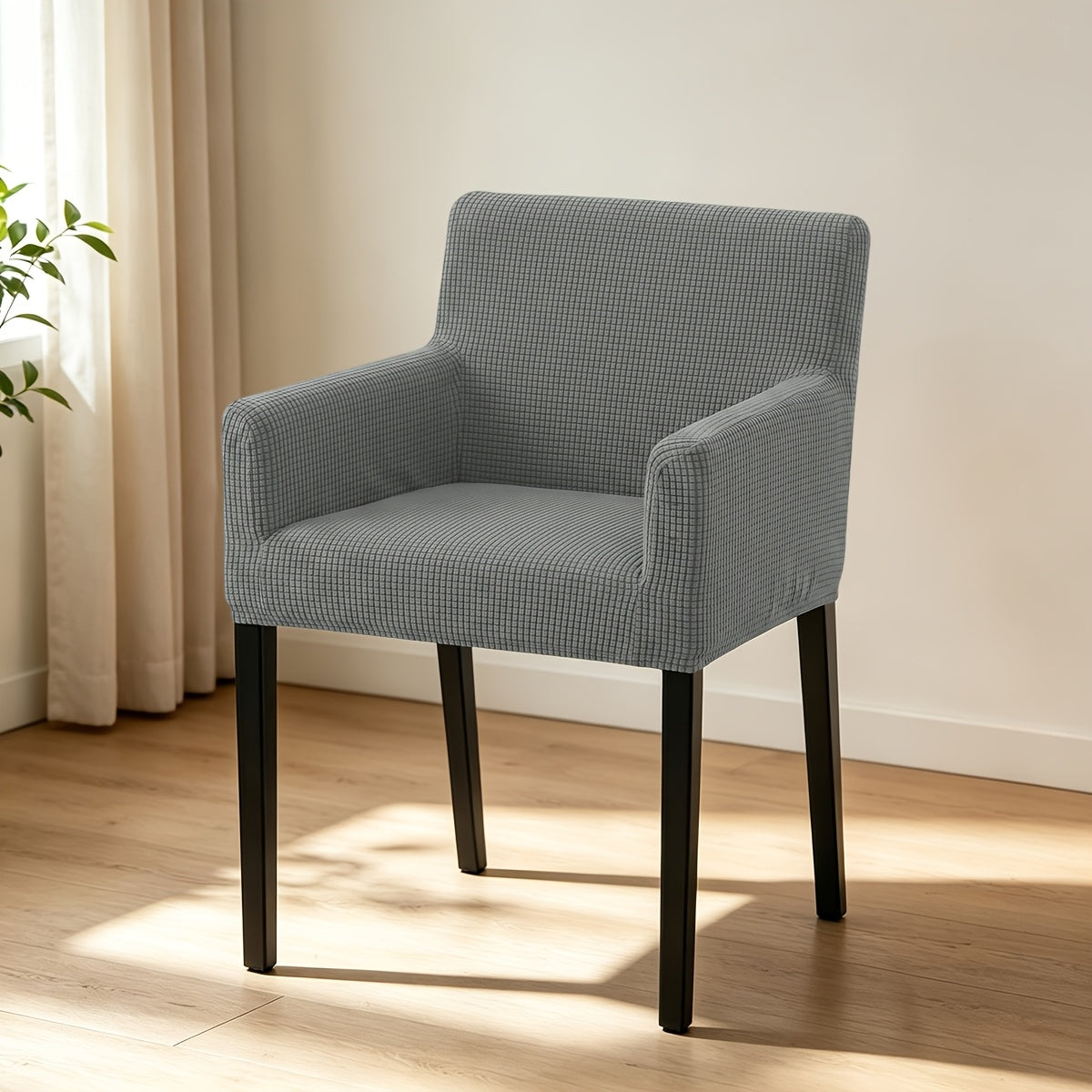 Housse de chaise épaisse extensible en velours côtelé jacquard, visuel produit