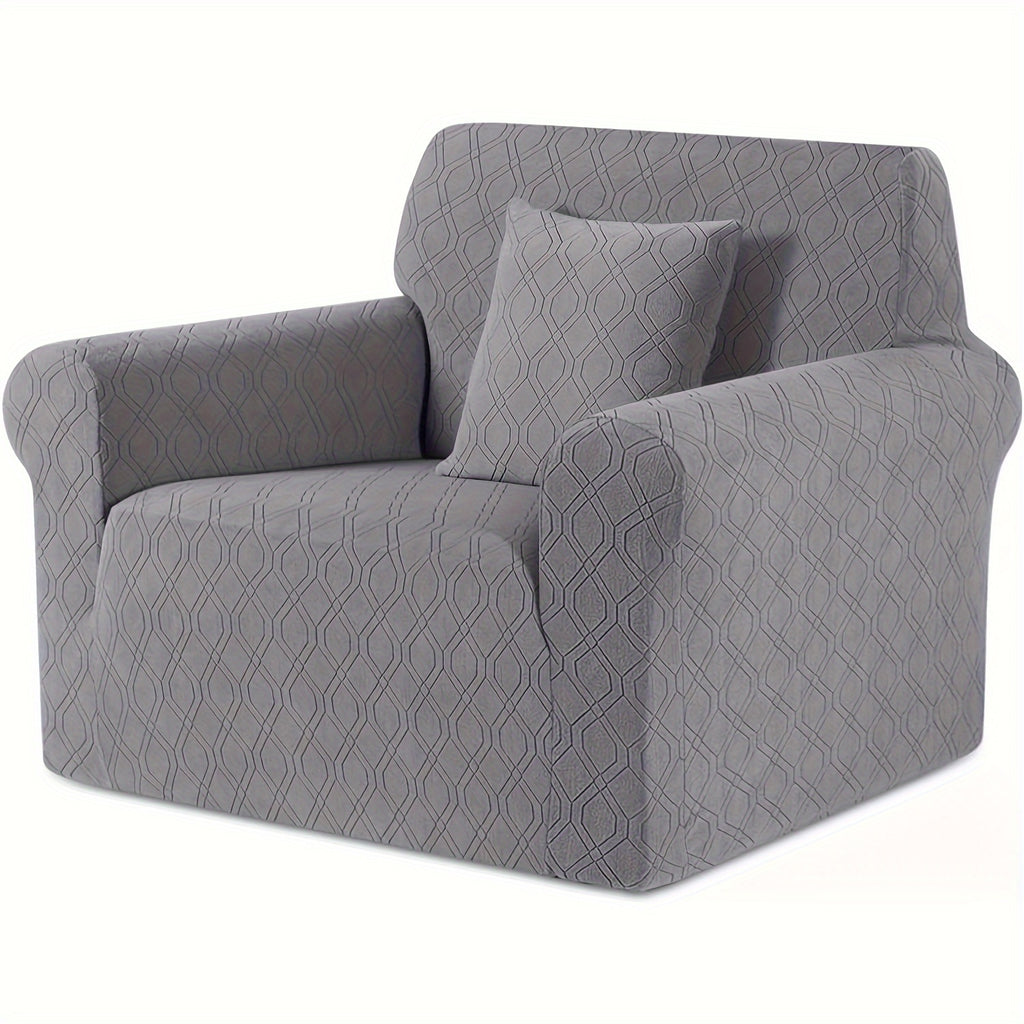 Housse de canapé extensible en polaire jacquard antidérapante d'esprit vintage, détail de la finition