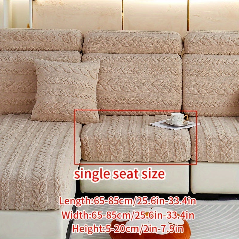 Housse de canapé extensible en velours jacquard antidérapante à housses — détail de la matière : velours