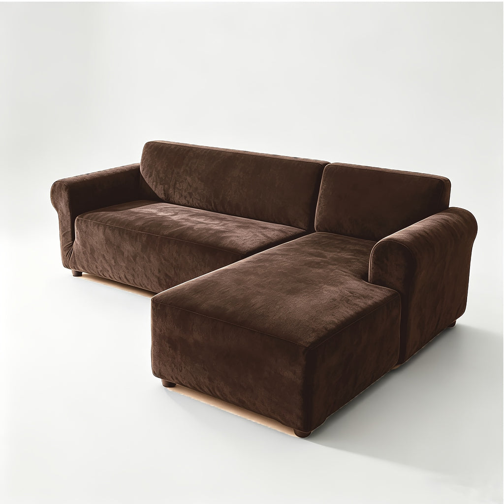 Housse de canapé extensible en velours jacquard, mise en situation