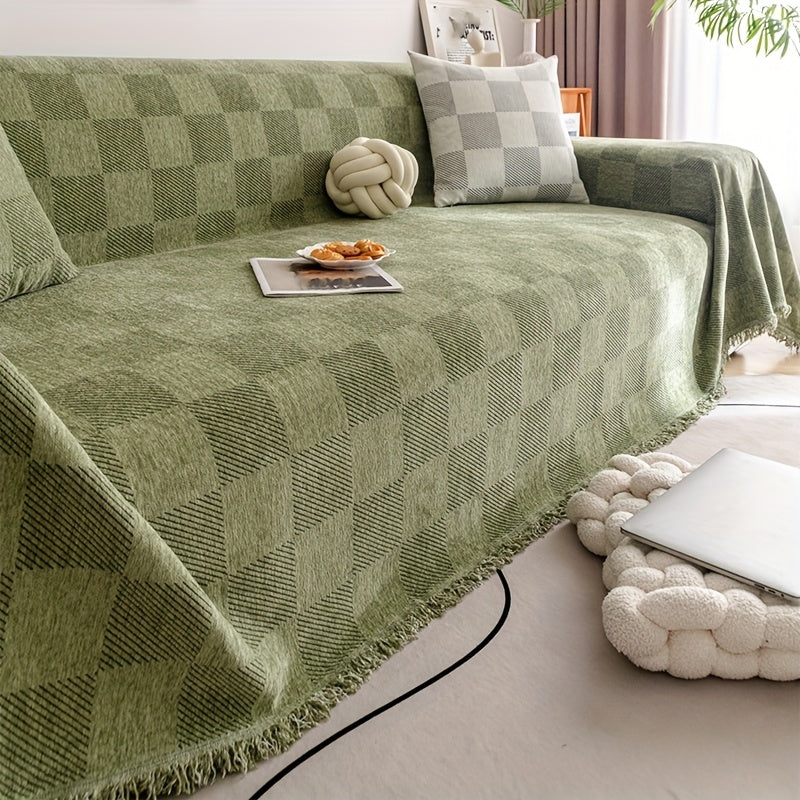 Housse de canapé épaisse en chenille, gros plan sur le tissu