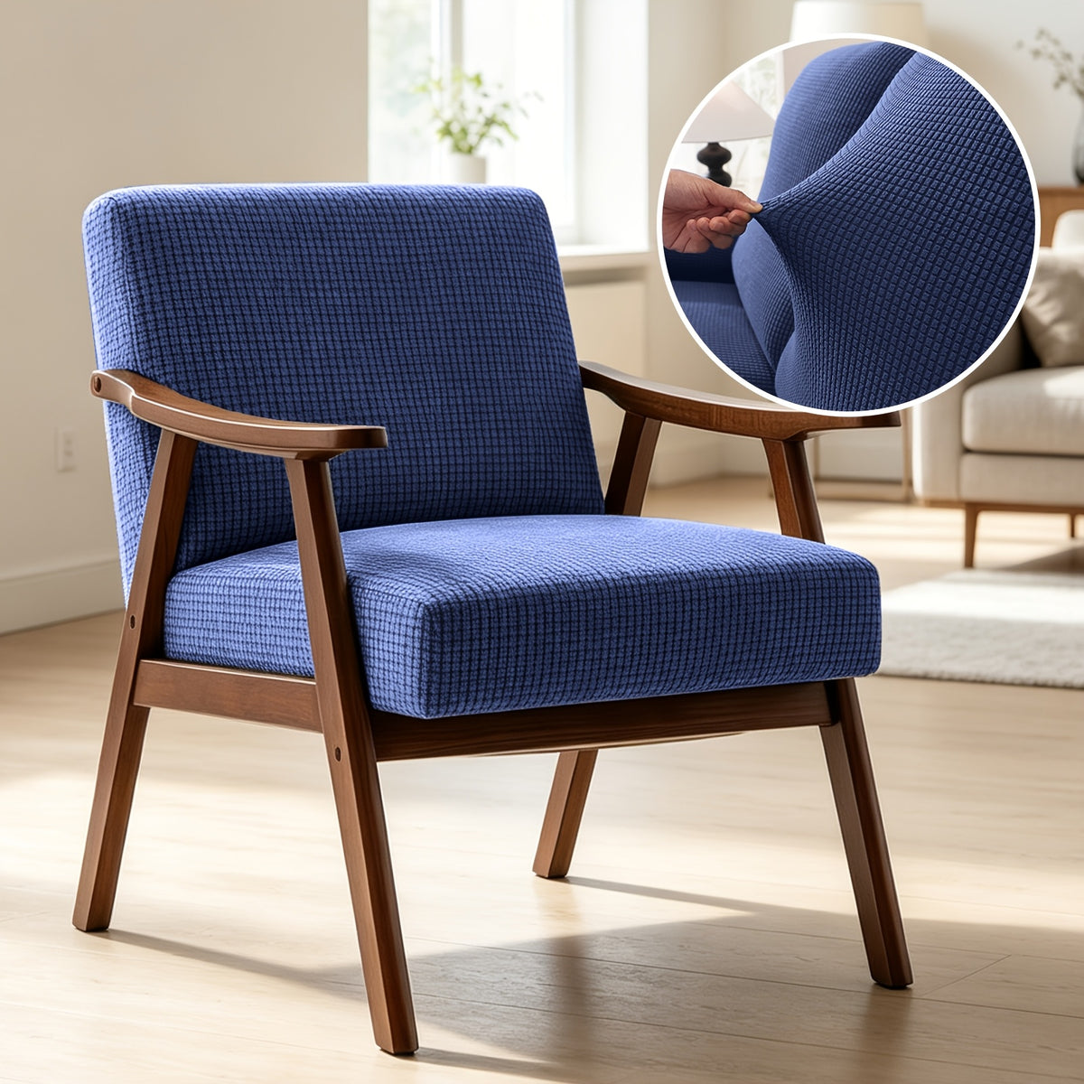 Housse de chaise épaisse extensible en polaire jacquard, mise en situation