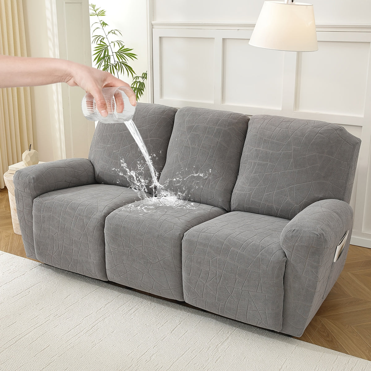 Housse de canapé extensible en polaire jacquard antidérapante à housses, tissu de 180 à 200 g/m²