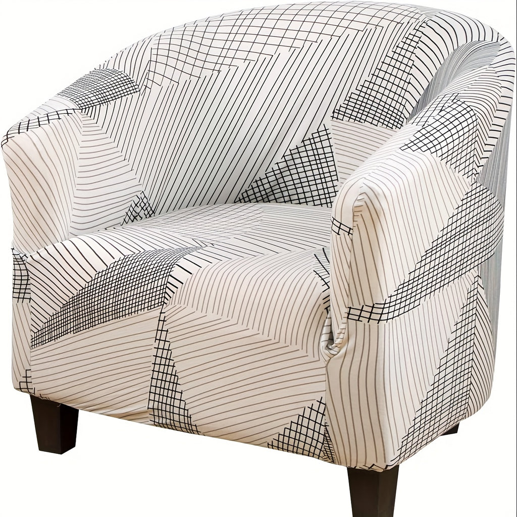 Housse de fauteuil extensible en fibre de lait d'esprit vintage, vue de dos