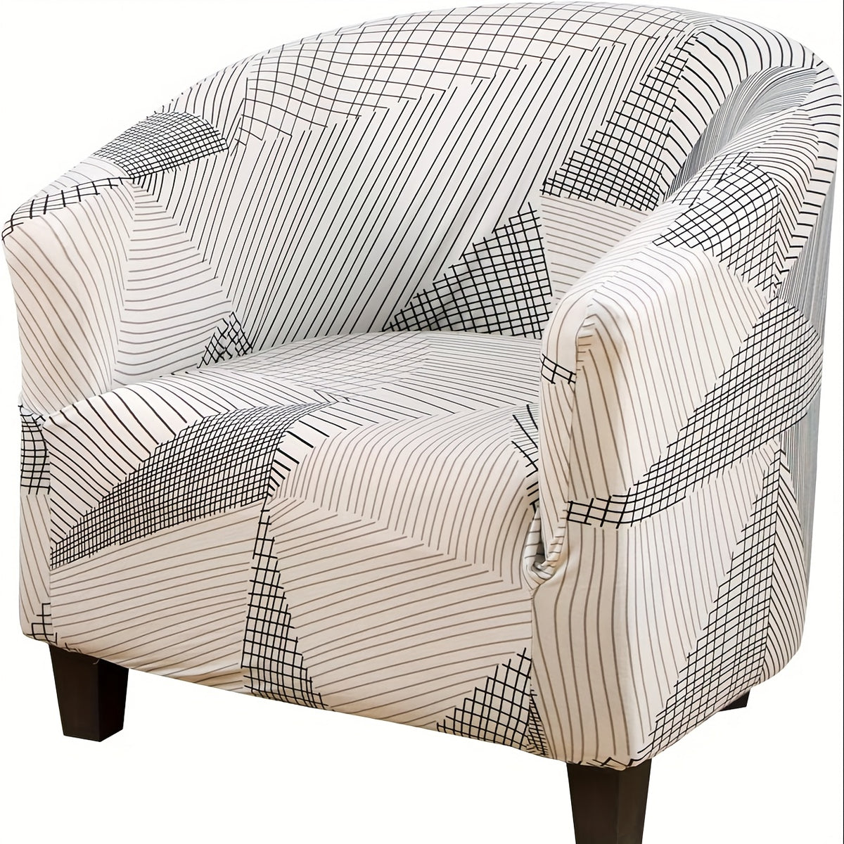 Housse de fauteuil extensible en fibre de lait d'esprit vintage, vue de dos