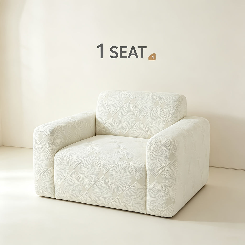 Housse de canapé extensible en polaire jacquard à rayures, détail de la finition