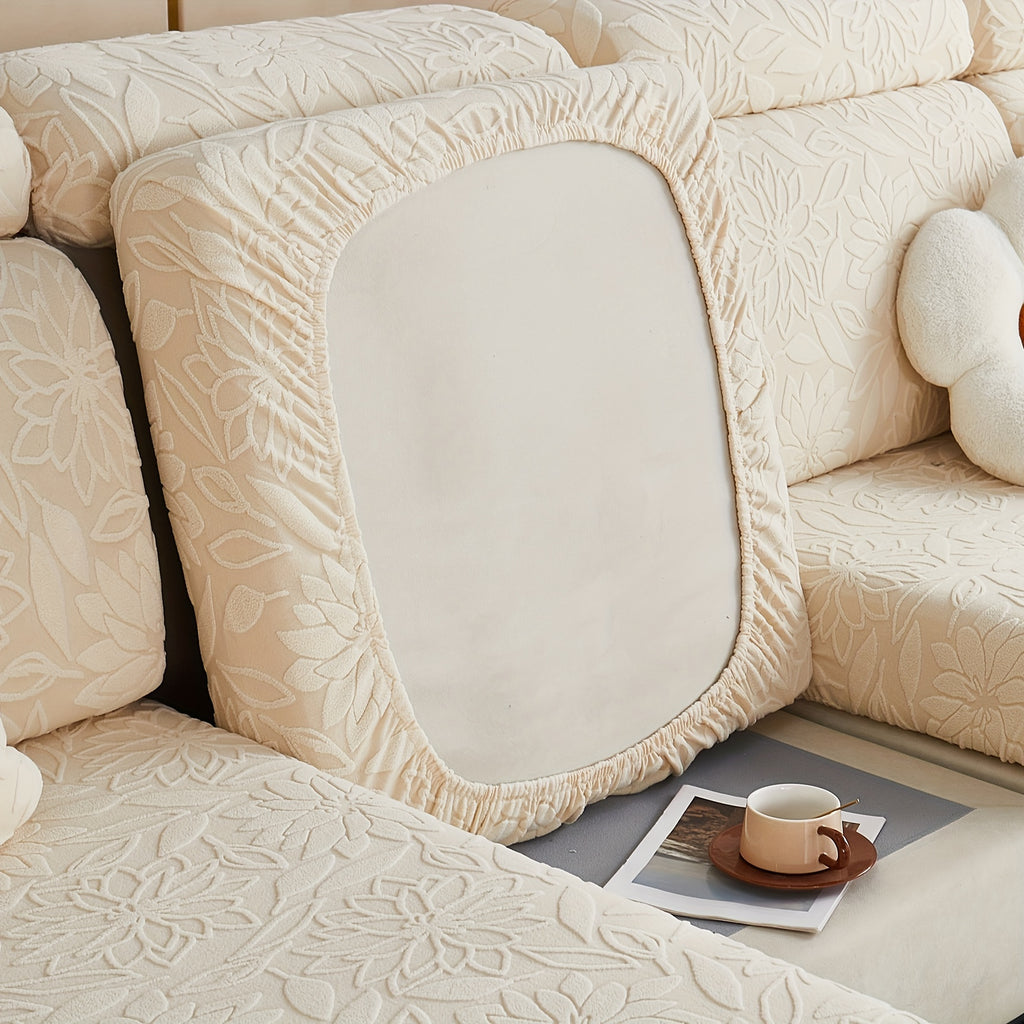 Housse de canapé extensible en polaire jacquard antidérapante, vue d'ensemble