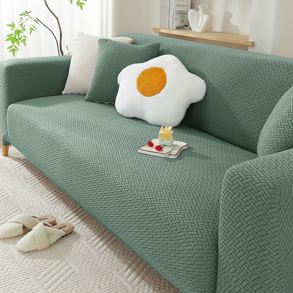 Housse de canapé épaisse extensible en polaire jacquard en T, tissu de 200 à 250 g/m²