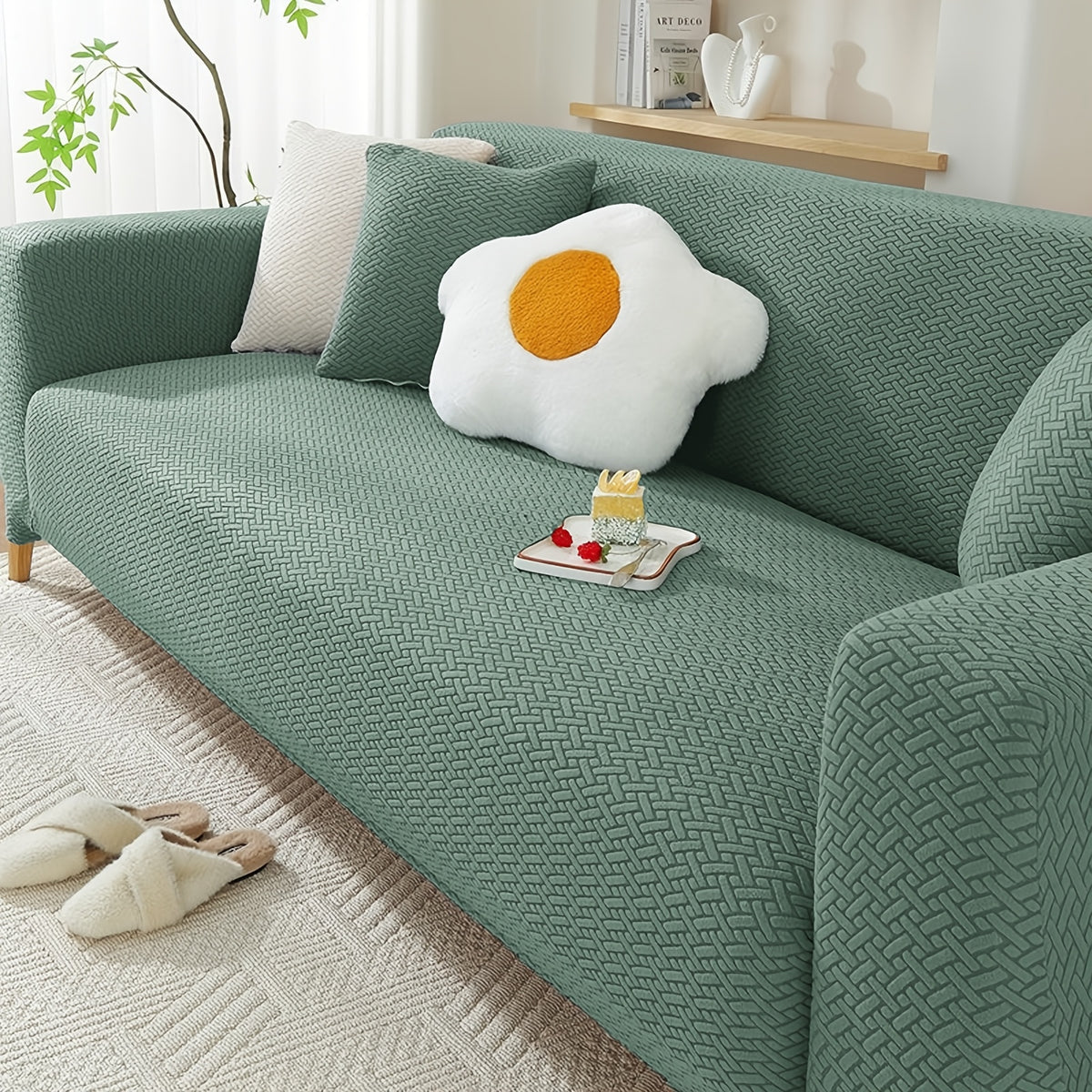 Housse de canapé épaisse extensible en polaire jacquard en T, tissu de 200 à 250 g/m²