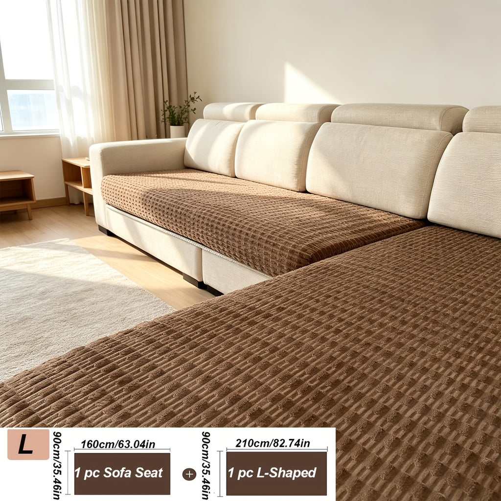 Housse de canapé en polyester à rayures au rendu glamour, visuel produit
