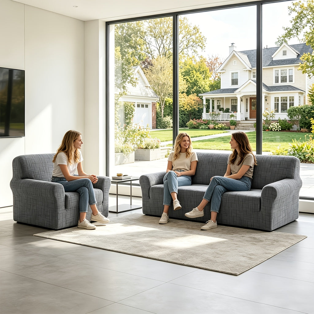 Housse de canapé extensible en polaire jacquard