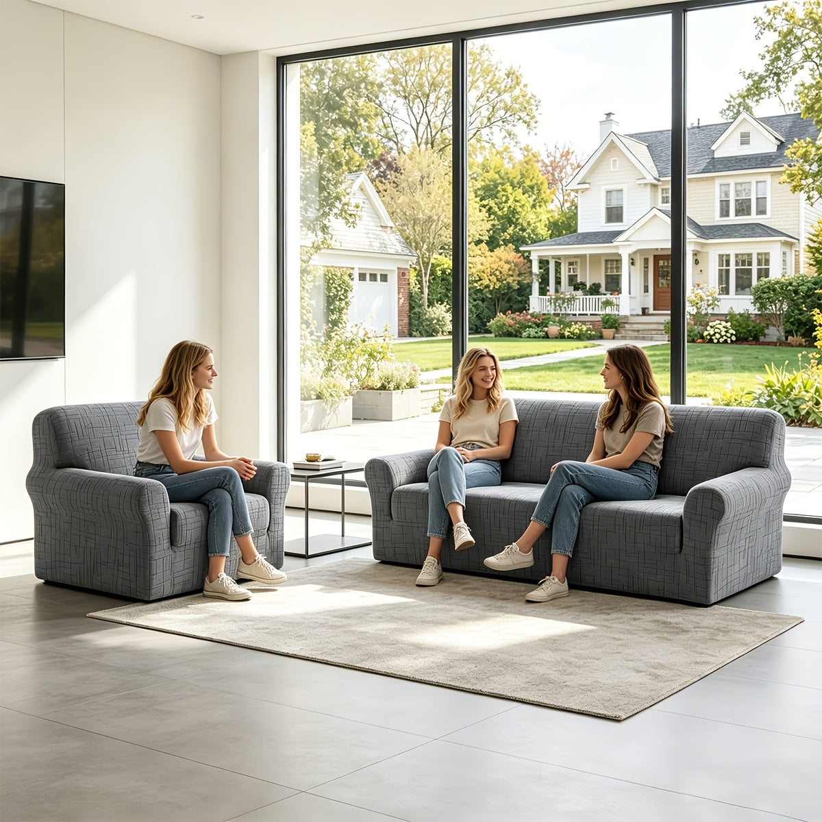 Housse de canapé extensible en polaire jacquard Image