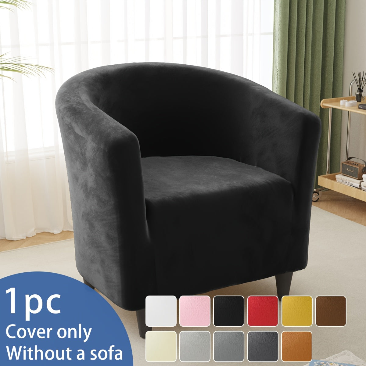 Housse de canapé épaisse extensible en velours pour fauteuil, housse posée