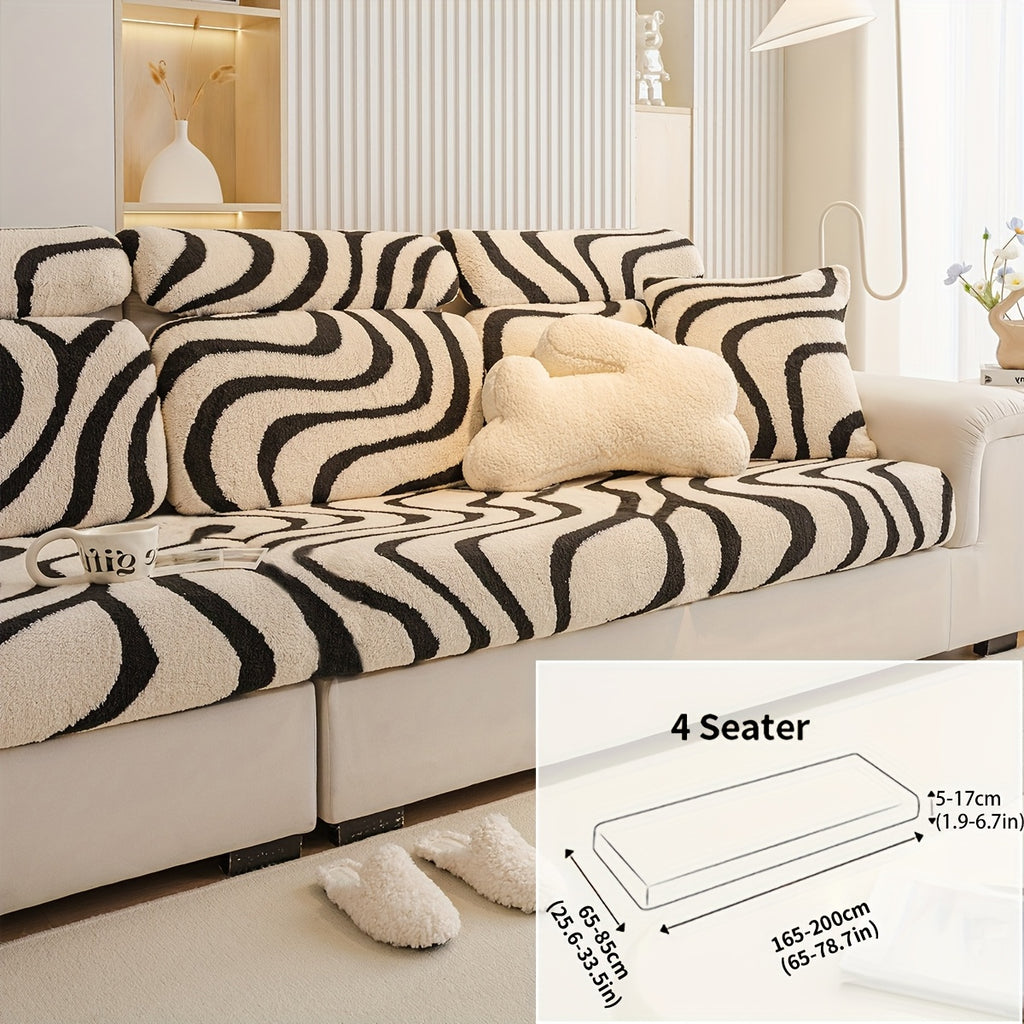 Housse de canapé extensible en peluche à housses séparées, vue d'ensemble