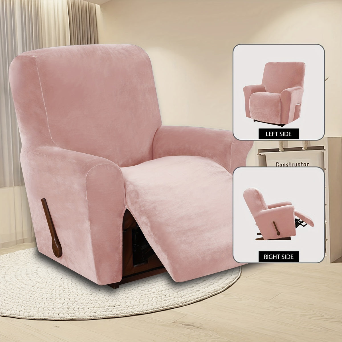 Housse de fauteuil épaisse extensible en velours