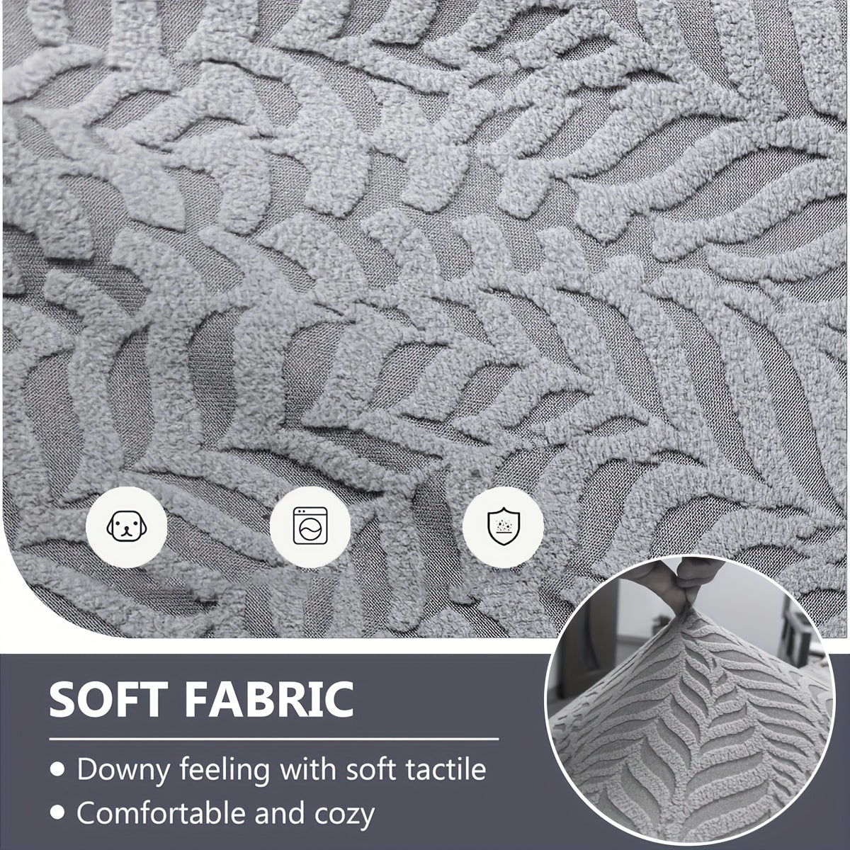 Housse de canapé épaisse extensible en polaire jacquard anti-griffes, housse posée