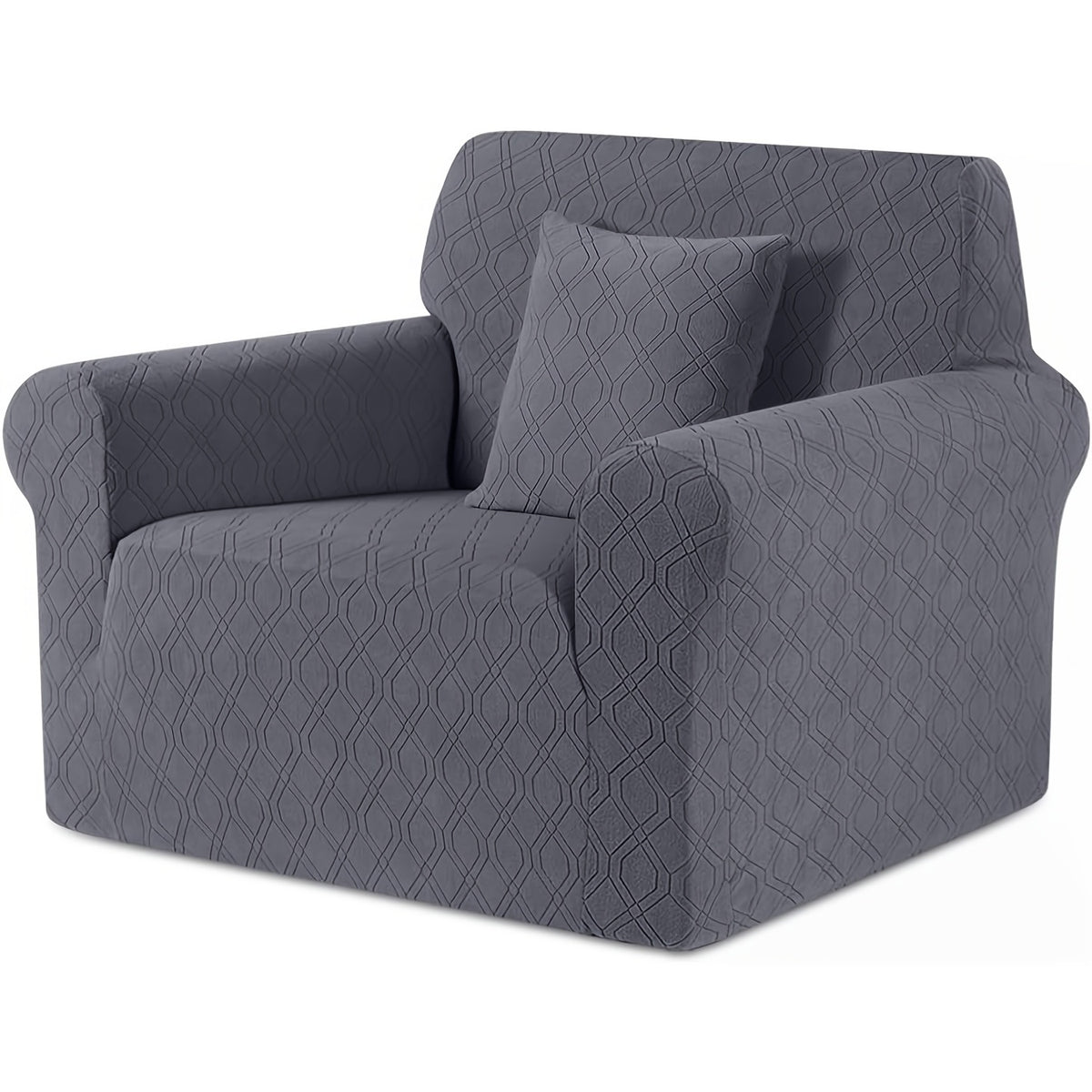 Housse de canapé extensible en polaire jacquard antidérapante d'esprit vintage, détail de l'ourlet