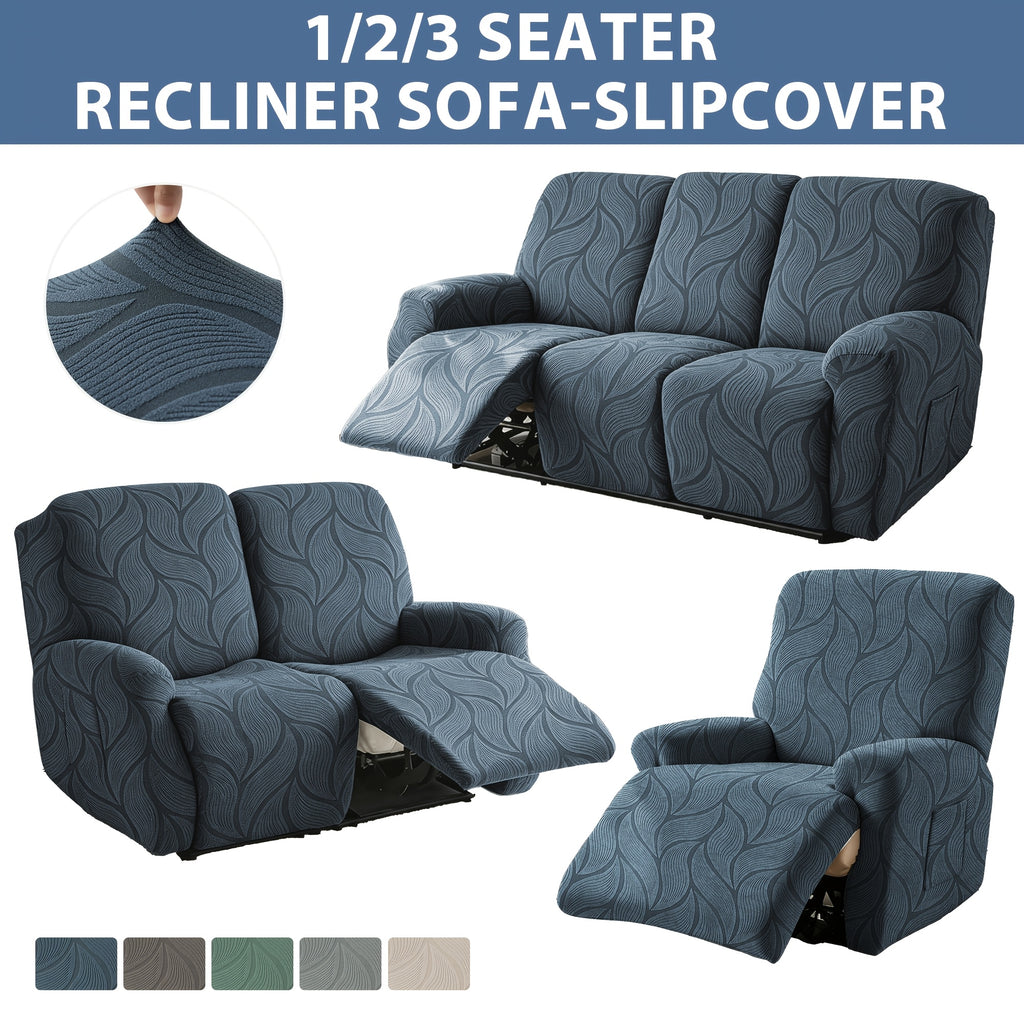 Housse de canapé extensible en polaire jacquard à motif feuillage — détail de la matière : polaire
