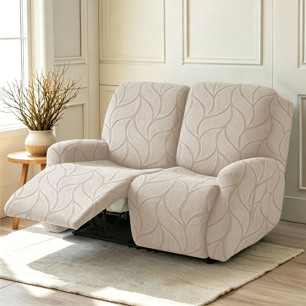 Housse de canapé extensible en polaire jacquard à motif feuillage, visuel produit