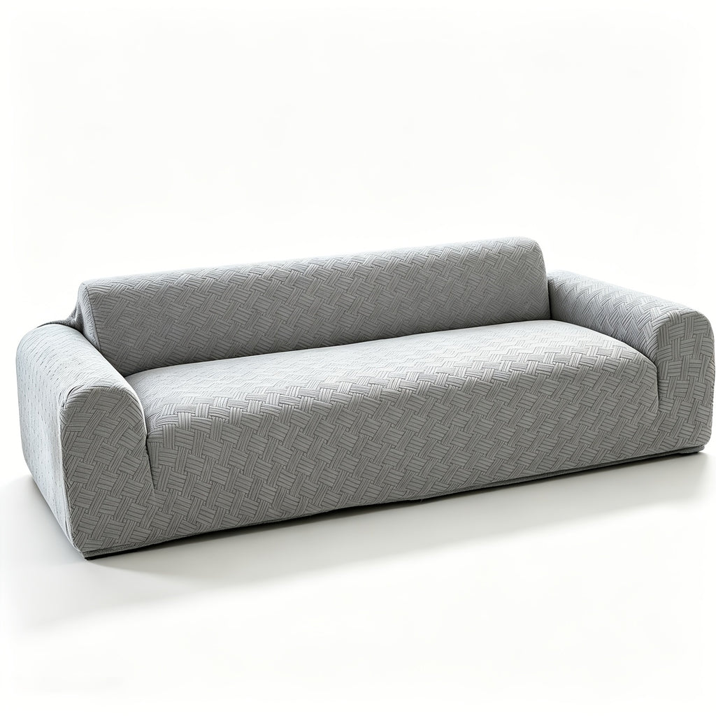 Housse de canapé extensible en polaire jacquard à rayures, compatible fauteuil, canapé deux places, canapé trois places