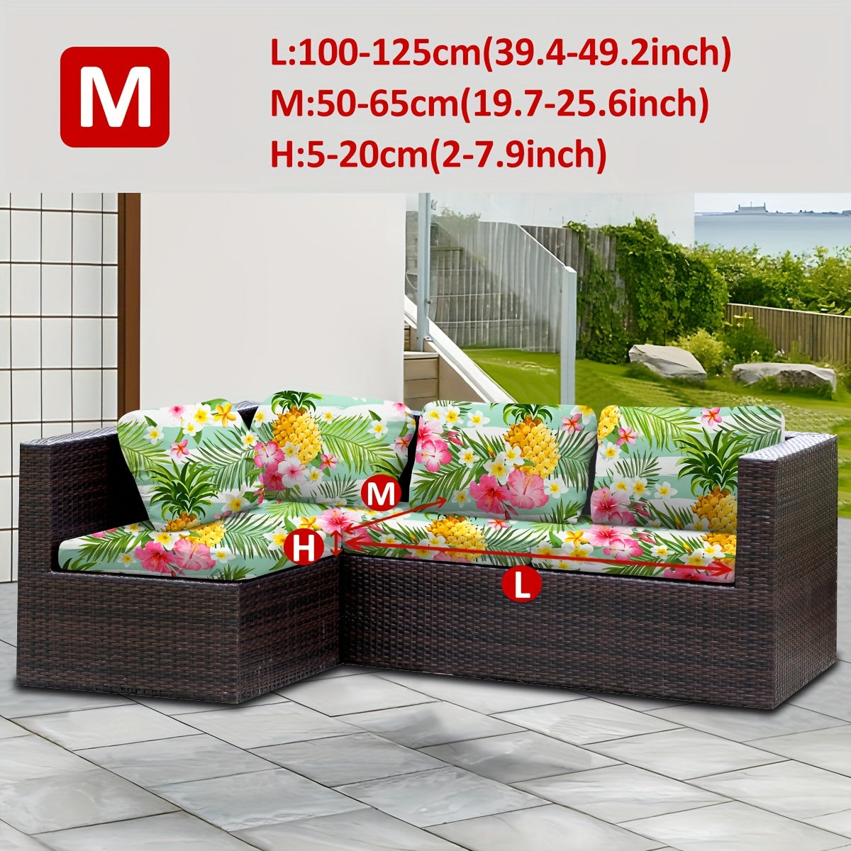 Housse de canapé extensible en fibre de lait à motif tropical, tissu de 140 à 160 g/m²