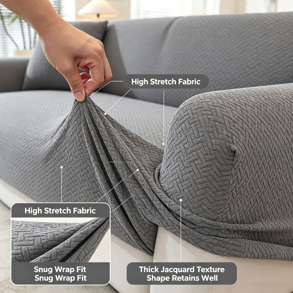 Housse de canapé extensible en polaire jacquard, gros plan sur le tissu
