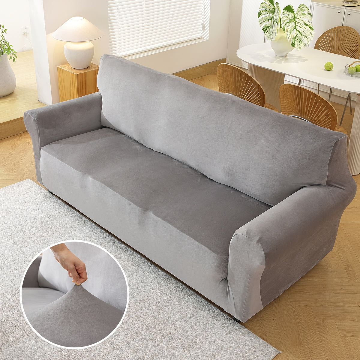 Housse de canapé extensible en velours, vue d'ensemble