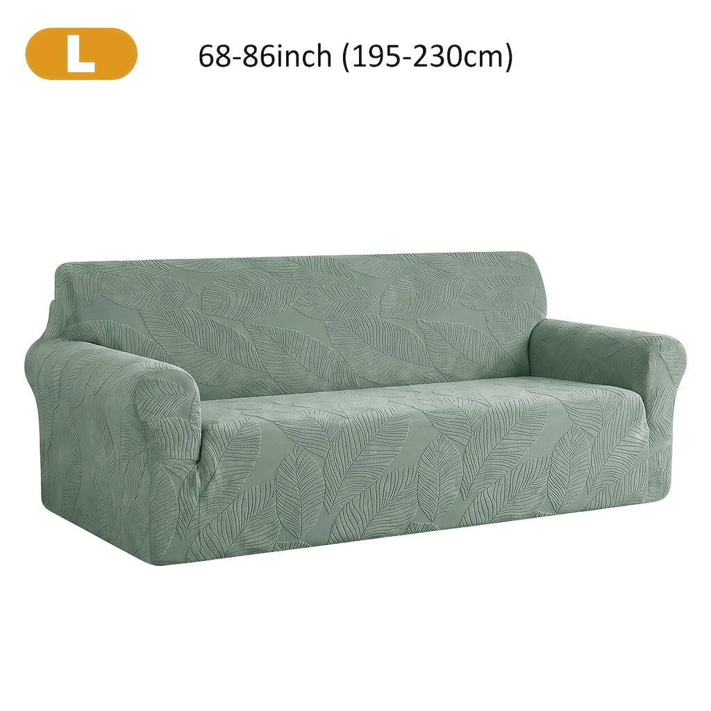 Housse de canapé extensible en polaire jacquard à motif feuillage, vue d'ensemble
