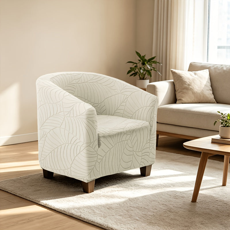 Housse de chaise en polaire jacquard à motif feuillage avec poche de rangement — détail de la matière : polaire