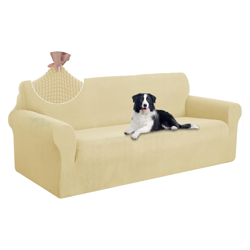 Housse de canapé extensible en polaire jacquard, vue de dos