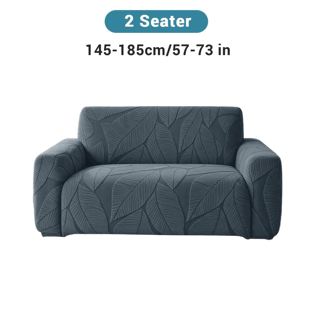 Housse de canapé extensible en polaire jacquard à motif feuillage, gros plan sur le tissu