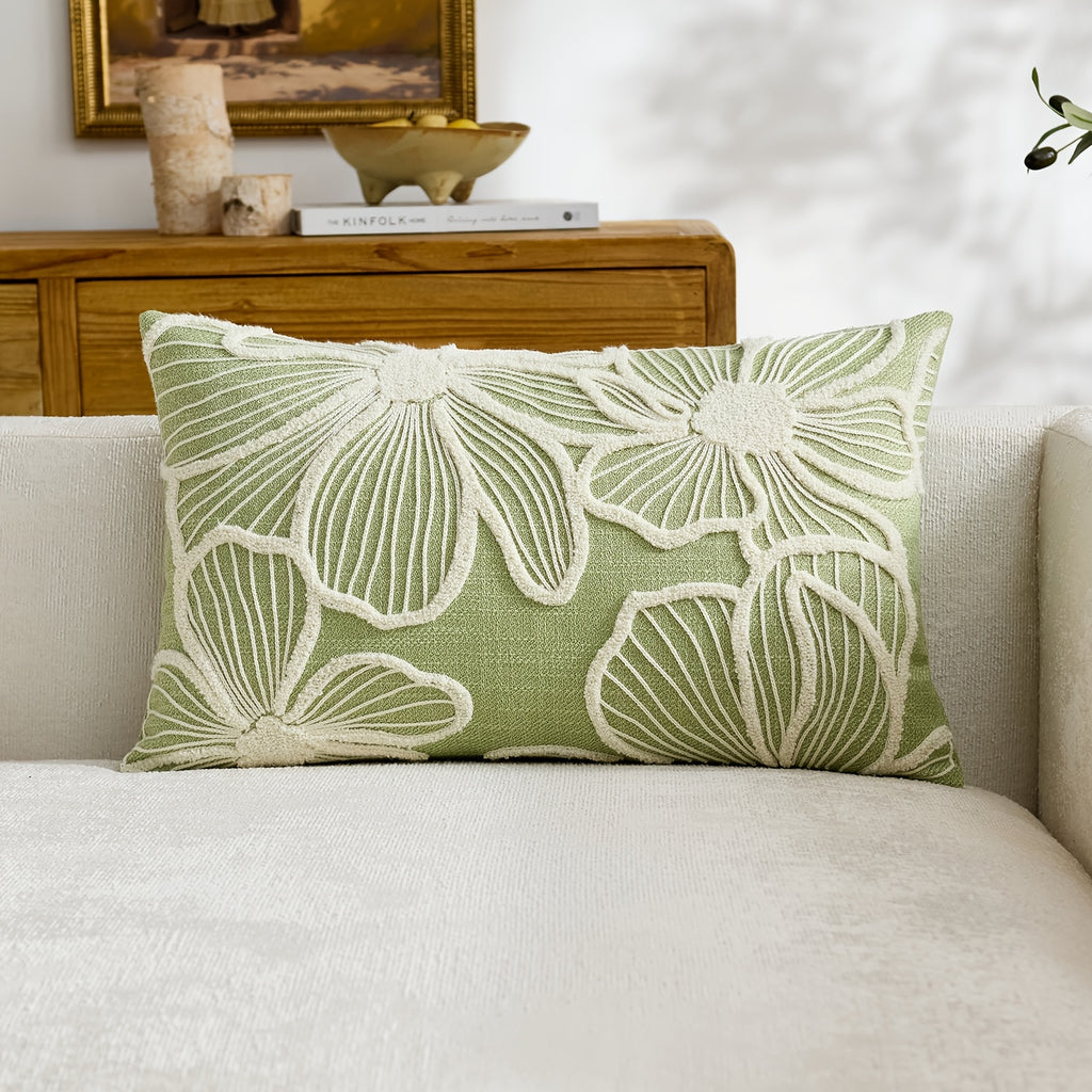 Housse de coussin en polyester à motif fleuri à fermeture éclair, visuel produit