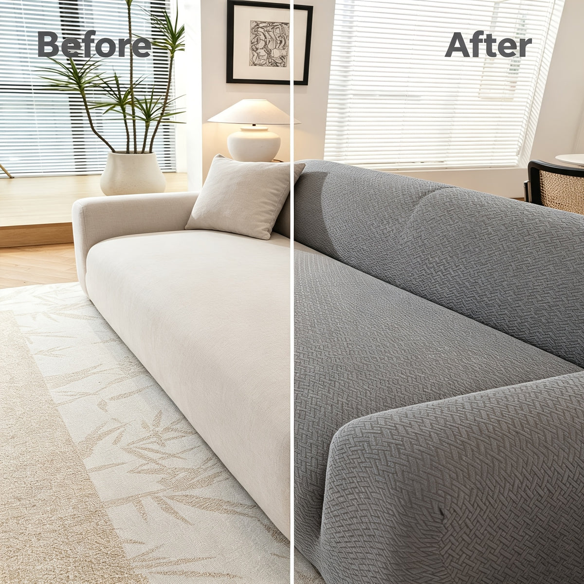 Housse de canapé extensible en polaire jacquard — détail de la matière : polaire Image