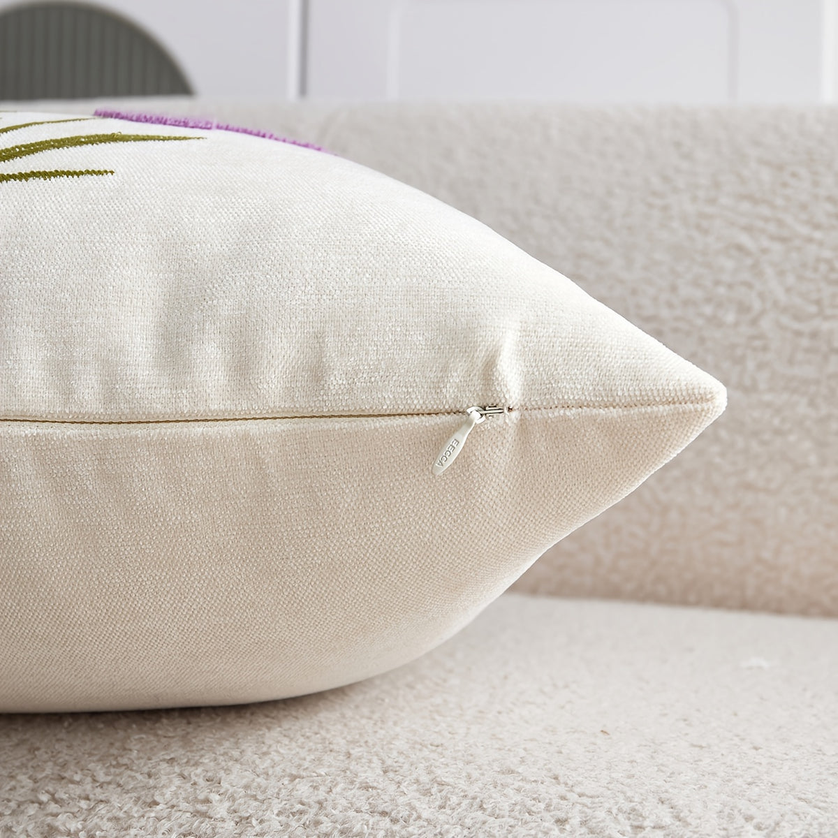 Housse de coussin en chenille à fermeture éclair, visuel produit