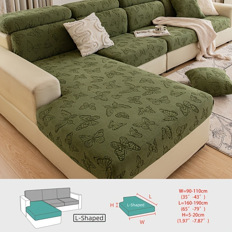 Housse de canapé extensible en polaire jacquard à rayures d'esprit bohème, mise en situation
