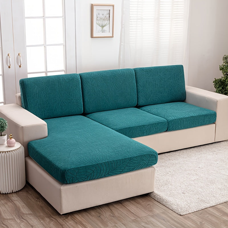 Housse de canapé extensible en polaire jacquard à motif feuillage à housses, vue de dos