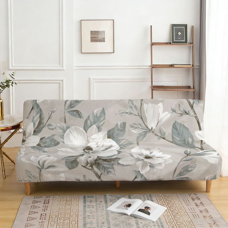 Housse de canapé extensible en fibre de lait à motif fleuri sans accoudoirs Image